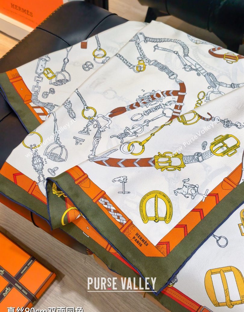 Hermes Silk Square Scarf 90x90cm Green 2025 H111149 (XMN-251111149)