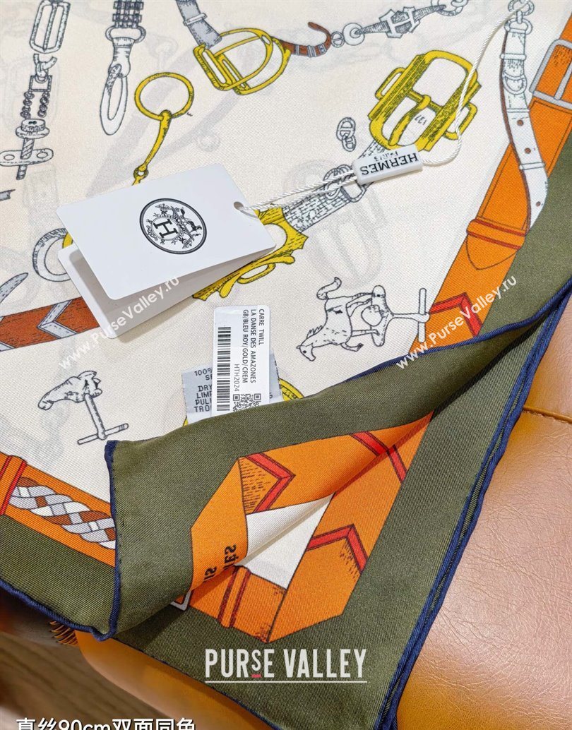 Hermes Silk Square Scarf 90x90cm Green 2025 H111149 (XMN-251111149)