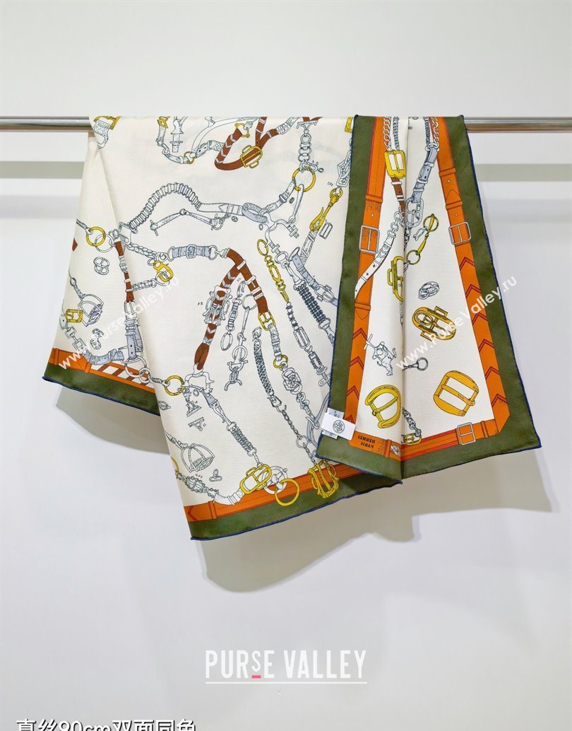 Hermes Silk Square Scarf 90x90cm Green 2025 H111149 (XMN-251111149)