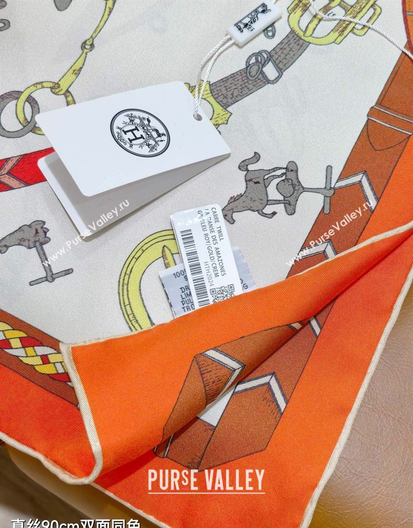 Hermes Silk Square Scarf 90x90cm Orange 2025 H111149 (XMN-251111150)
