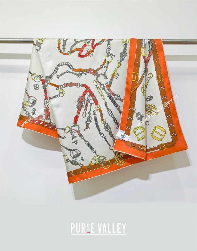 Hermes Silk Square Scarf 90x90cm Orange 2025 H111149 (XMN-251111150)