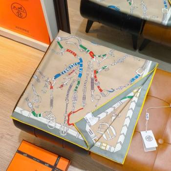 Hermes Silk Square Scarf 90x90cm Beige 2025 H111149 (XMN-251111151)