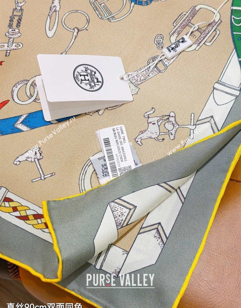 Hermes Silk Square Scarf 90x90cm Beige 2025 H111149 (XMN-251111151)