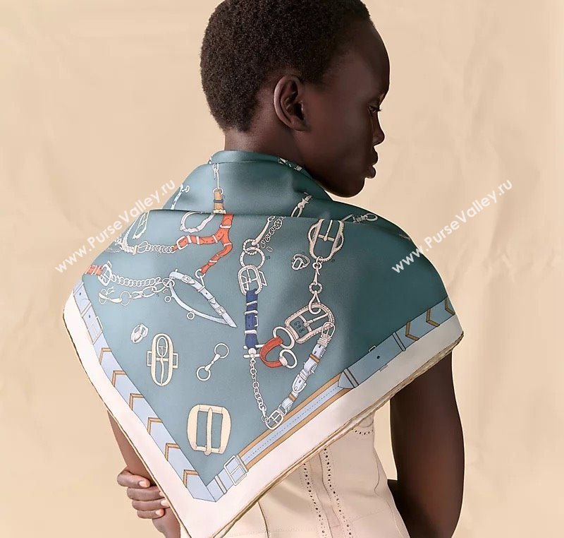 Hermes Silk Square Scarf 90x90cm Blue 2025 H111149 (XMN-251111152)