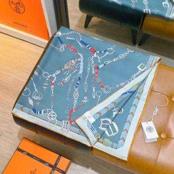 Hermes Silk Square Scarf 90x90cm Blue 2025 H111149 (XMN-251111152)