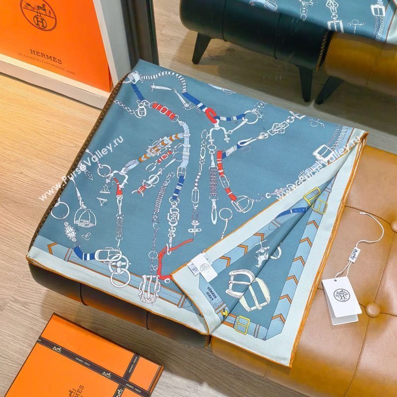 Hermes Silk Square Scarf 90x90cm Blue 2025 H111149 (XMN-251111152)