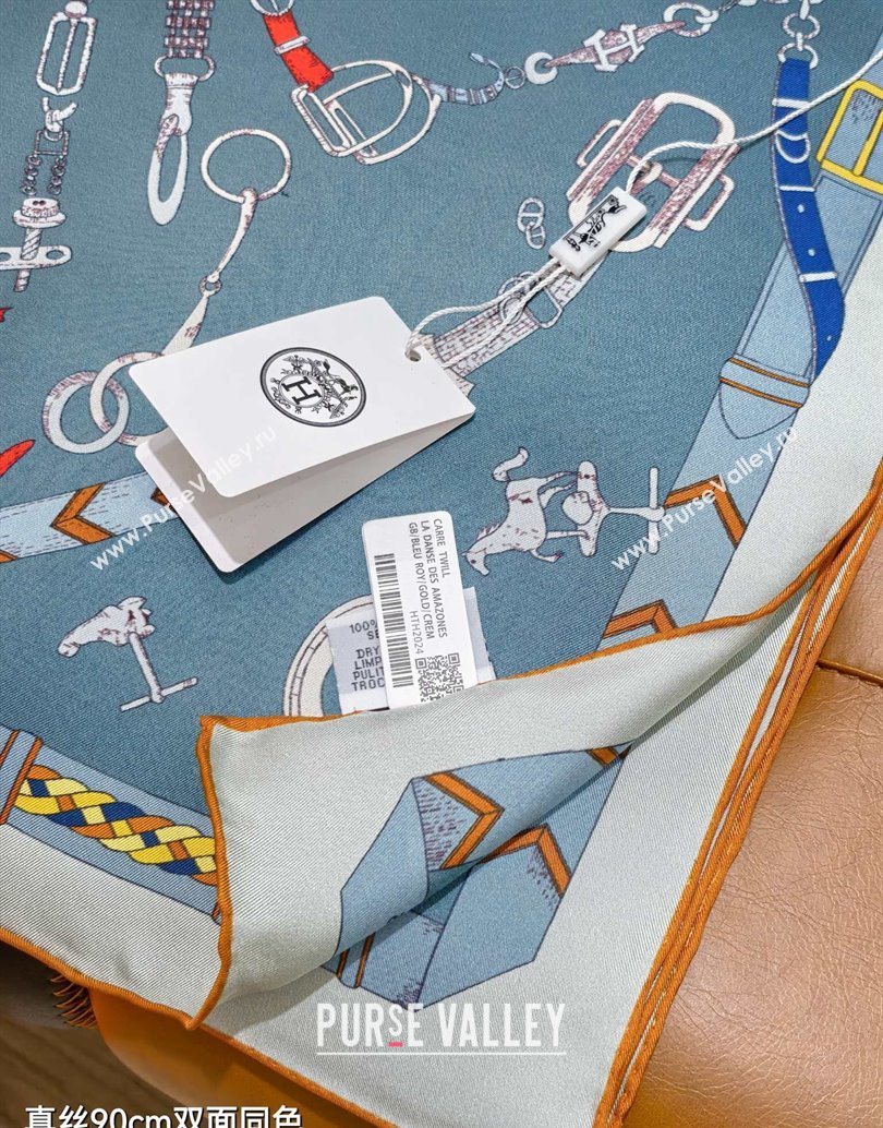 Hermes Silk Square Scarf 90x90cm Blue 2025 H111149 (XMN-251111152)