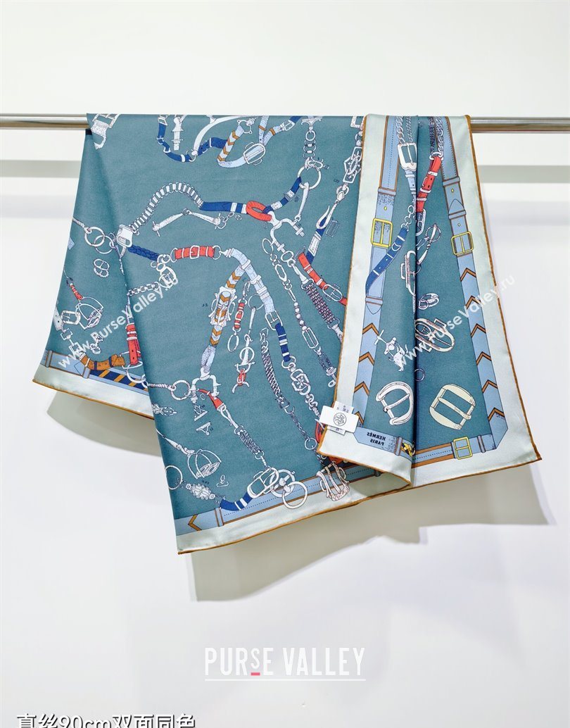Hermes Silk Square Scarf 90x90cm Blue 2025 H111149 (XMN-251111152)