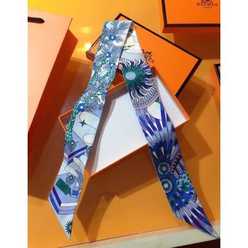 Hermes La Source De Pegase Twilly Silk Bandeau Scarf 5x86cm Blue 2025 (XMN-251111153)