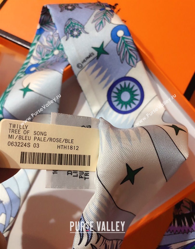 Hermes La Source De Pegase Twilly Silk Bandeau Scarf 5x86cm Blue 2025 (XMN-251111153)