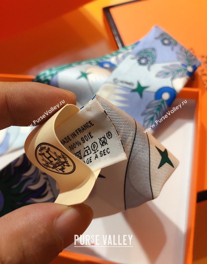 Hermes La Source De Pegase Twilly Silk Bandeau Scarf 5x86cm Blue 2025 (XMN-251111153)