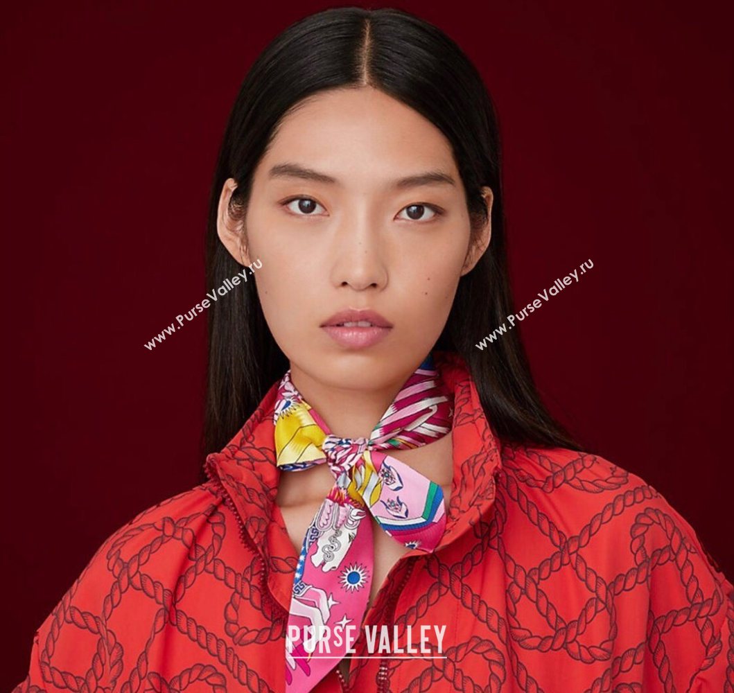 Hermes La Source De Pegase Twilly Silk Bandeau Scarf 5x86cm Red 2025 (XMN-251111154)