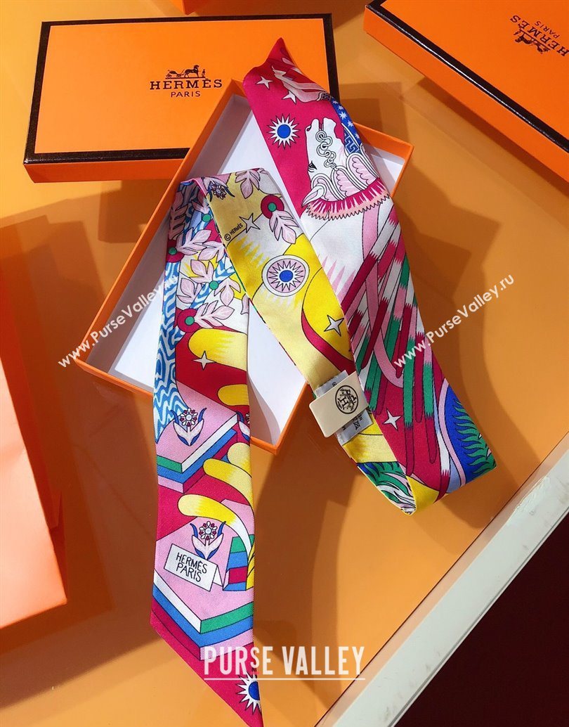 Hermes La Source De Pegase Twilly Silk Bandeau Scarf 5x86cm Red 2025 (XMN-251111154)