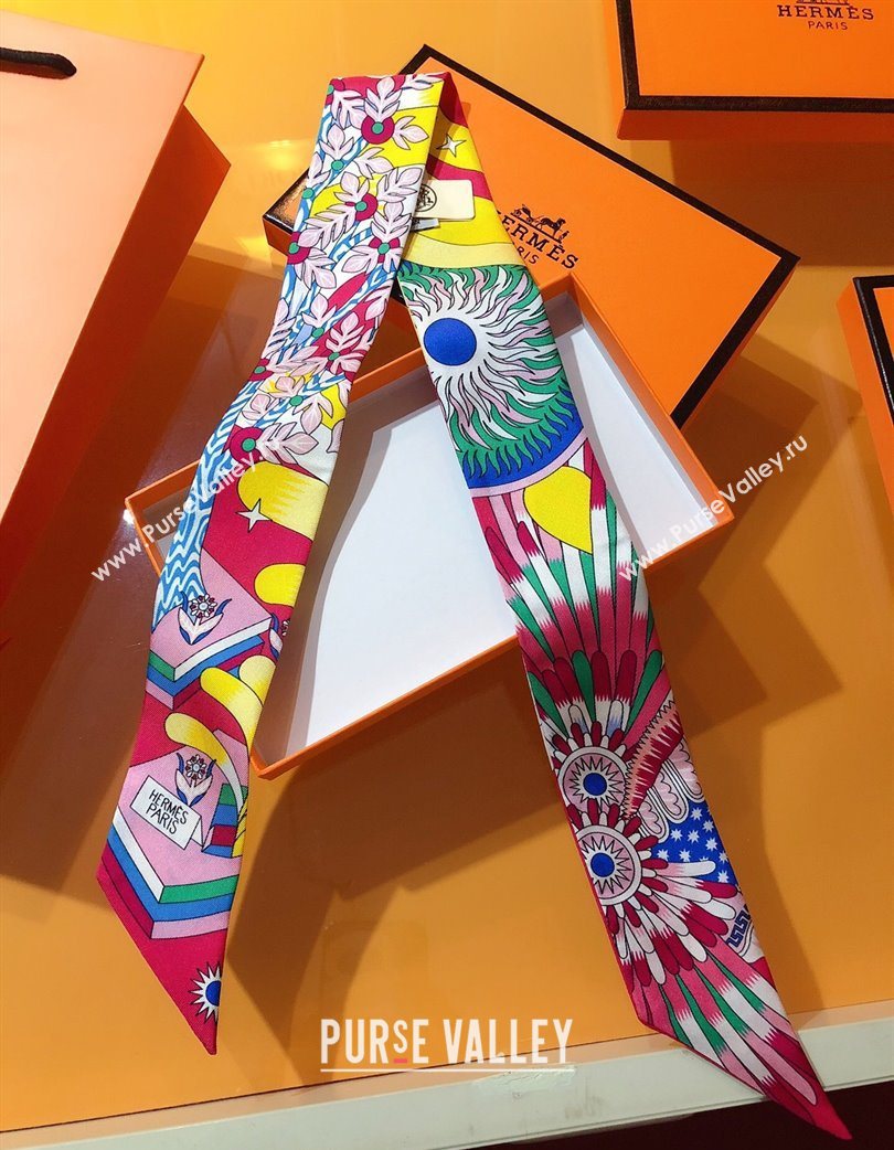 Hermes La Source De Pegase Twilly Silk Bandeau Scarf 5x86cm Red 2025 (XMN-251111154)