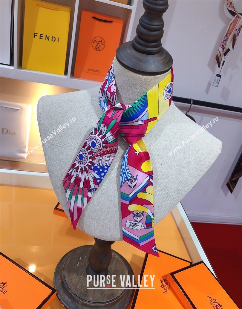 Hermes La Source De Pegase Twilly Silk Bandeau Scarf 5x86cm Red 2025 (XMN-251111154)