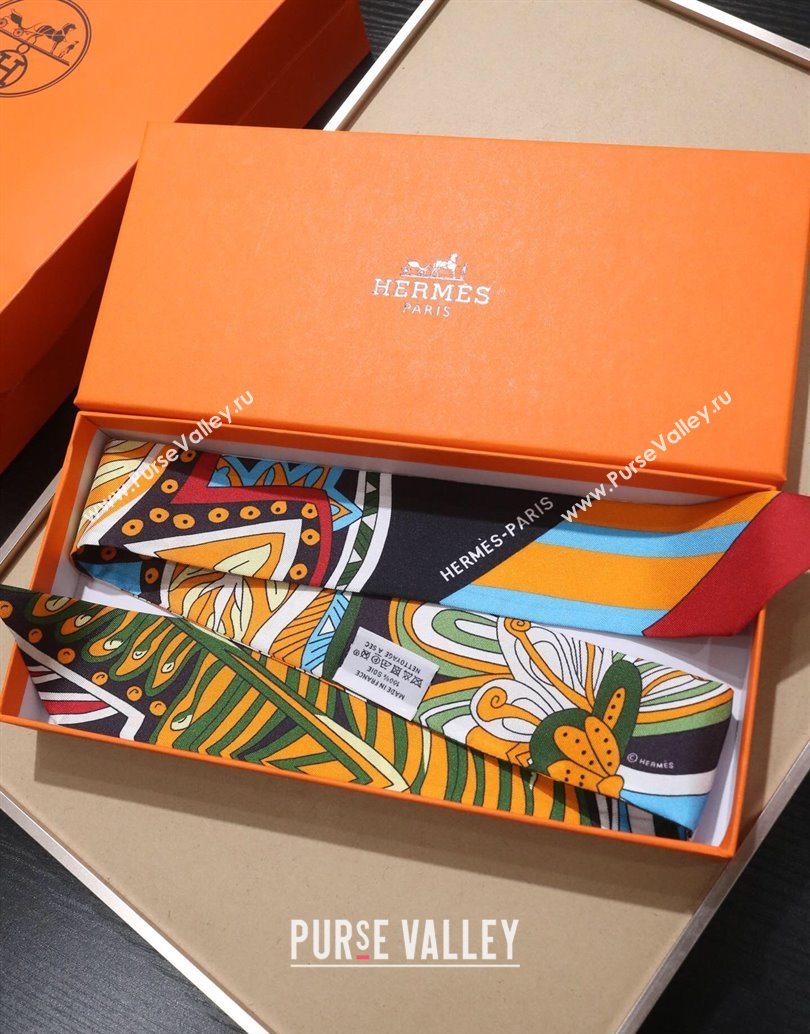 Hermes Le Jardin De La Maharani Twilly Silk Bandeau Scarf 5x86cm Orange 2025 (XMN-251111156)