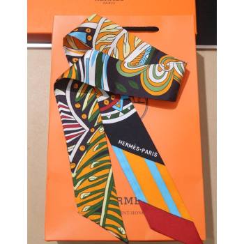 Hermes Le Jardin De La Maharani Twilly Silk Bandeau Scarf 5x86cm Orange 2025 (XMN-251111156)
