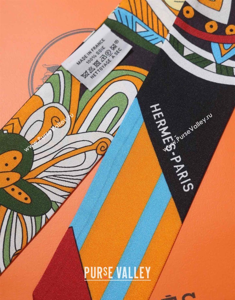 Hermes Le Jardin De La Maharani Twilly Silk Bandeau Scarf 5x86cm Orange 2025 (XMN-251111156)