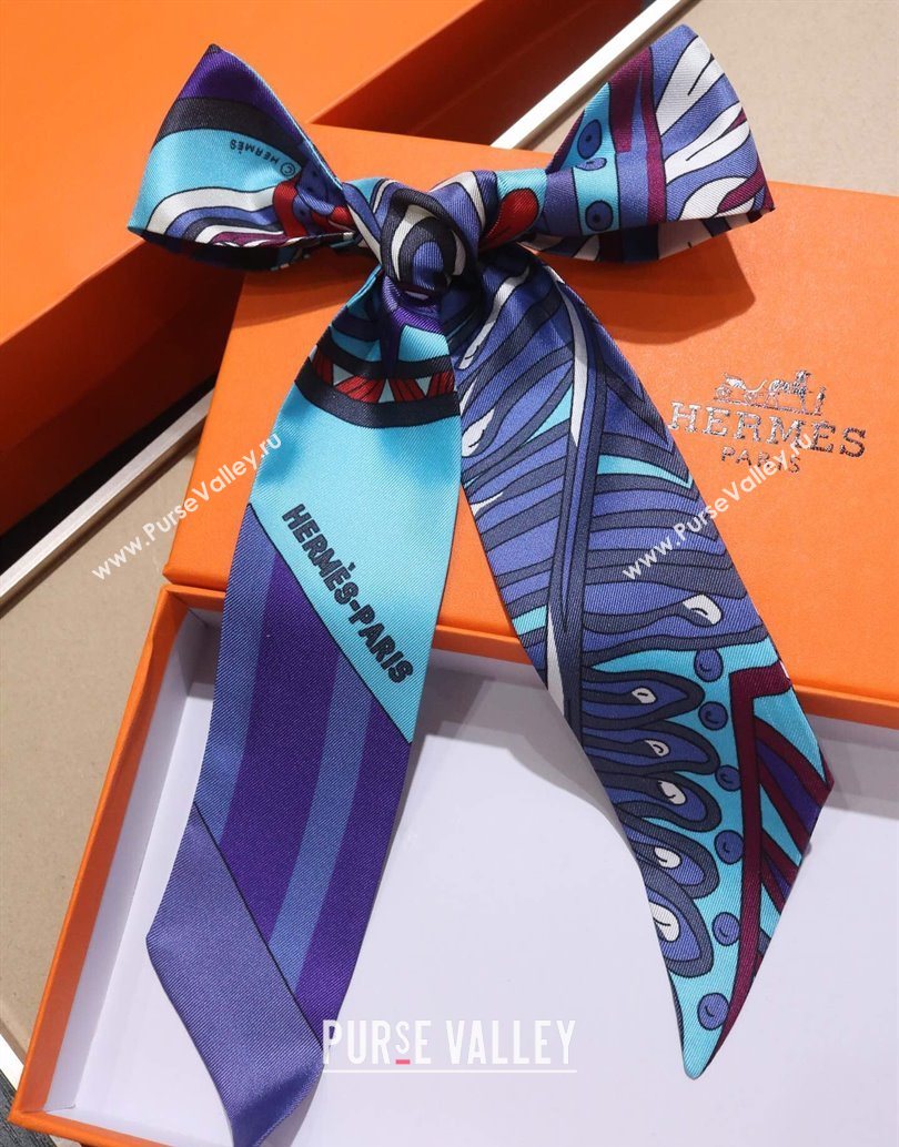 Hermes Le Jardin De La Maharani Twilly Silk Bandeau Scarf 5x86cm Purple 2025 (XMN-251111157)