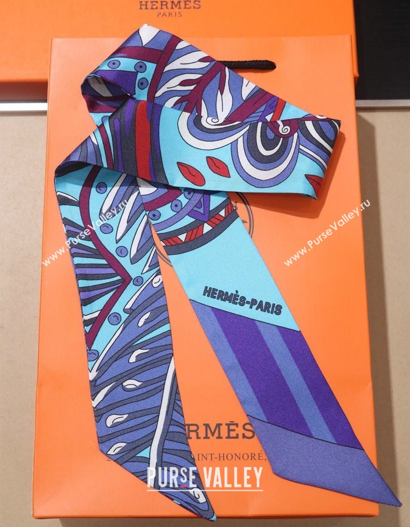 Hermes Le Jardin De La Maharani Twilly Silk Bandeau Scarf 5x86cm Purple 2025 (XMN-251111157)