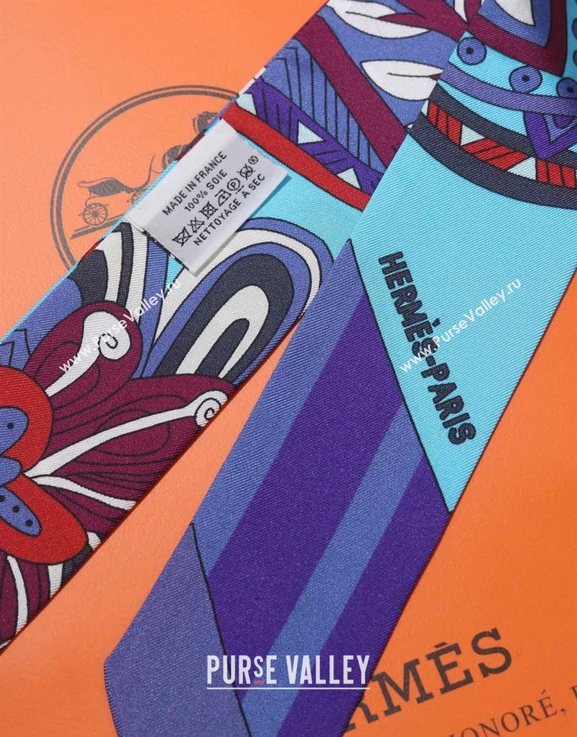 Hermes Le Jardin De La Maharani Twilly Silk Bandeau Scarf 5x86cm Purple 2025 (XMN-251111157)