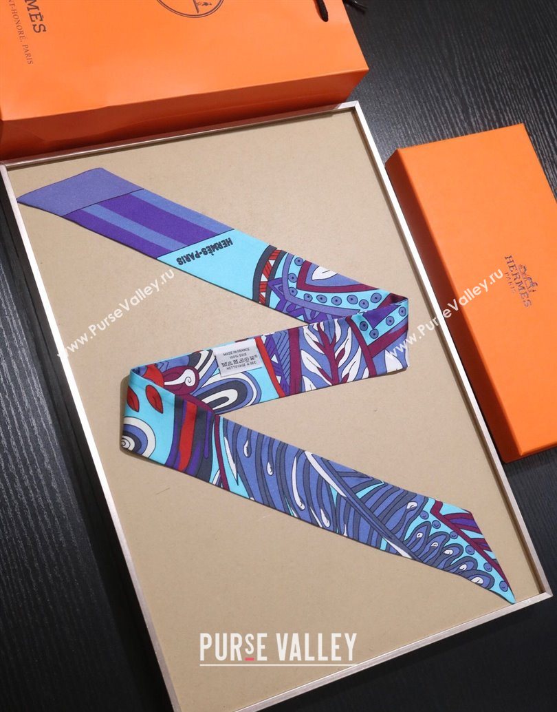 Hermes Le Jardin De La Maharani Twilly Silk Bandeau Scarf 5x86cm Purple 2025 (XMN-251111157)