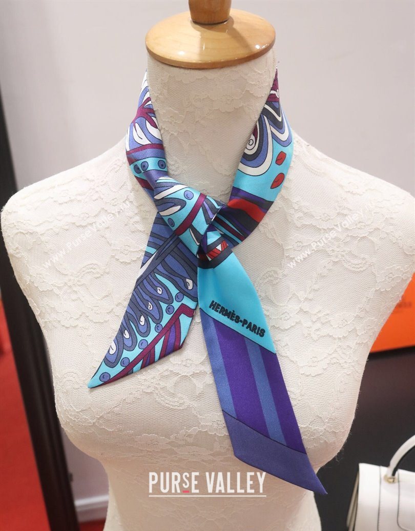 Hermes Le Jardin De La Maharani Twilly Silk Bandeau Scarf 5x86cm Purple 2025 (XMN-251111157)