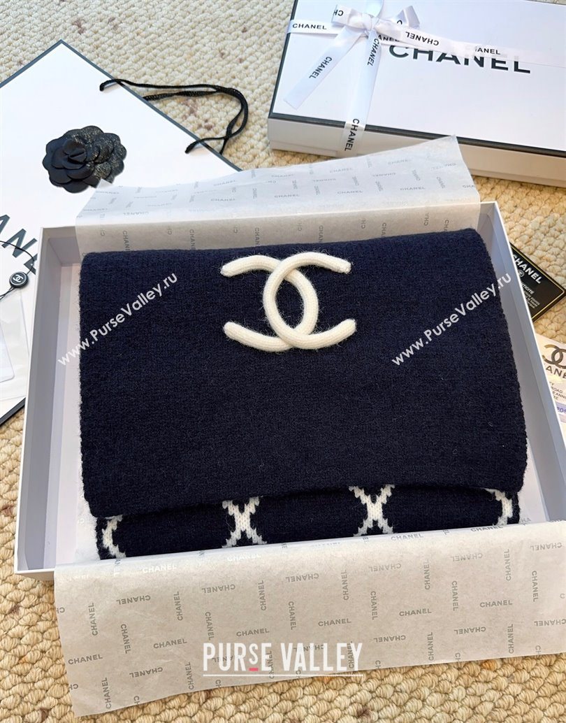 Chanel Cashmere Wool Silk Long Scarf 30x180cm Blue 2025 CH111158 (XMN-251111158)