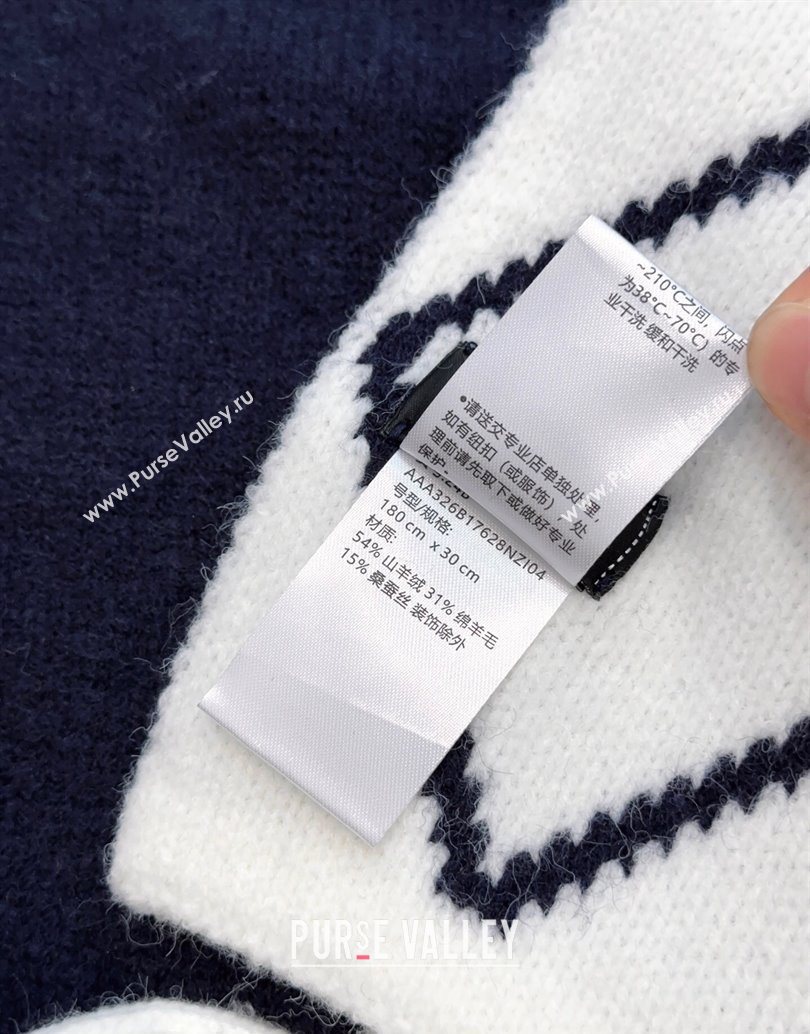 Chanel Cashmere Wool Silk Long Scarf 30x180cm Blue 2025 CH111158 (XMN-251111158)