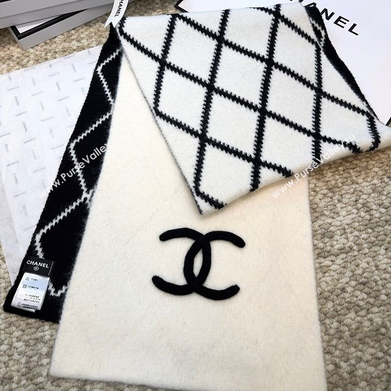 Chanel Cashmere Wool Silk Long Scarf 30x180cm White 2025 CH111158 (XMN-251111159)
