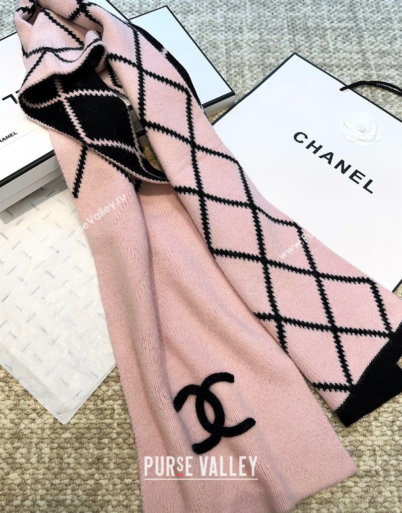 Chanel Cashmere Wool Silk Long Scarf 30x180cm Pink 2025 CH111158 (XMN-251111160)