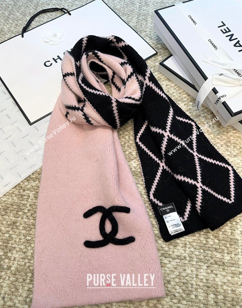 Chanel Cashmere Wool Silk Long Scarf 30x180cm Pink 2025 CH111158 (XMN-251111160)