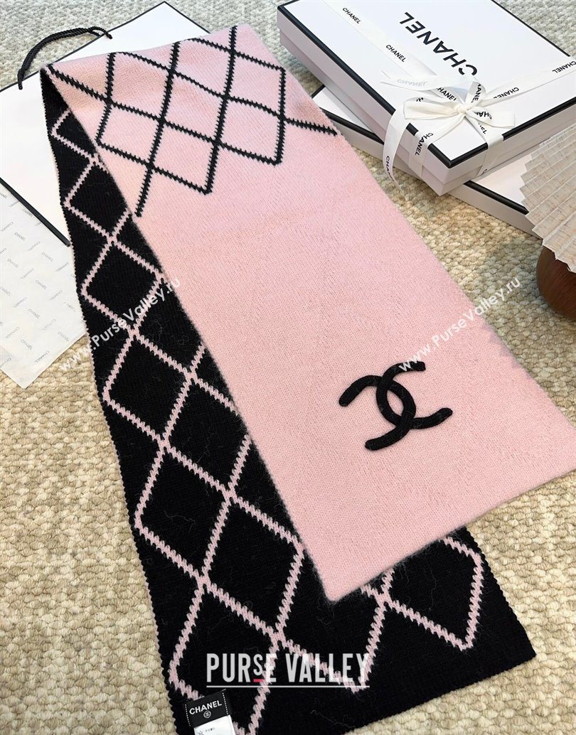 Chanel Cashmere Wool Silk Long Scarf 30x180cm Pink 2025 CH111158 (XMN-251111160)