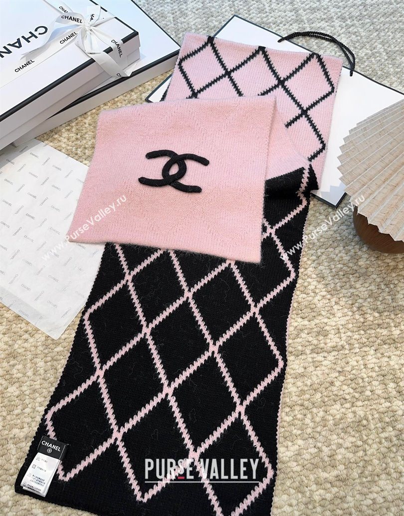 Chanel Cashmere Wool Silk Long Scarf 30x180cm Pink 2025 CH111158 (XMN-251111160)