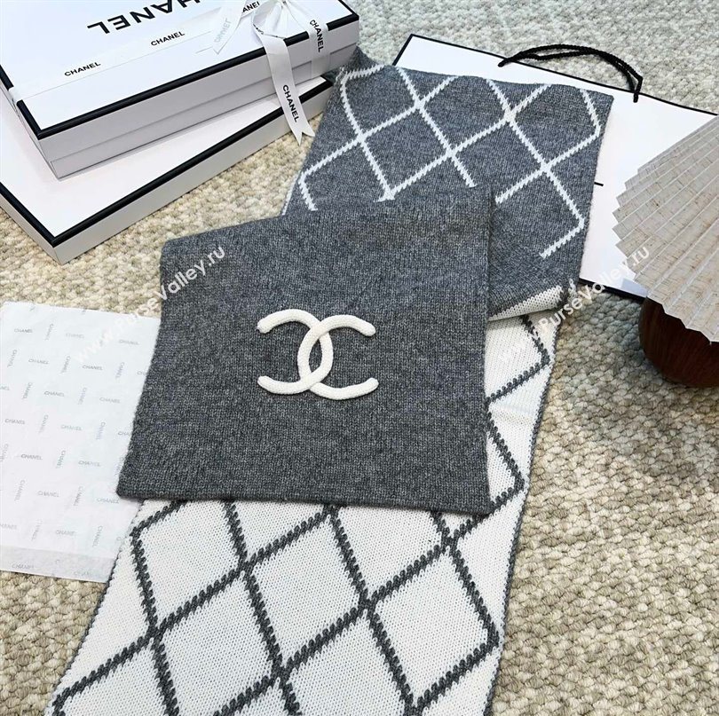 Chanel Cashmere Wool Silk Long Scarf 30x180cm Grey 2025 CH111158 (XMN-251111161)