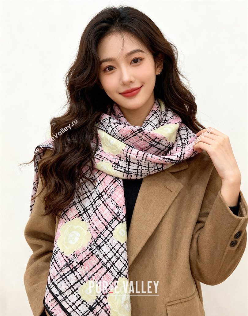 Chanel Cashmere Silk Square Scarf 135x135cm Pink 2025 CH111159 (XMN-251111162)