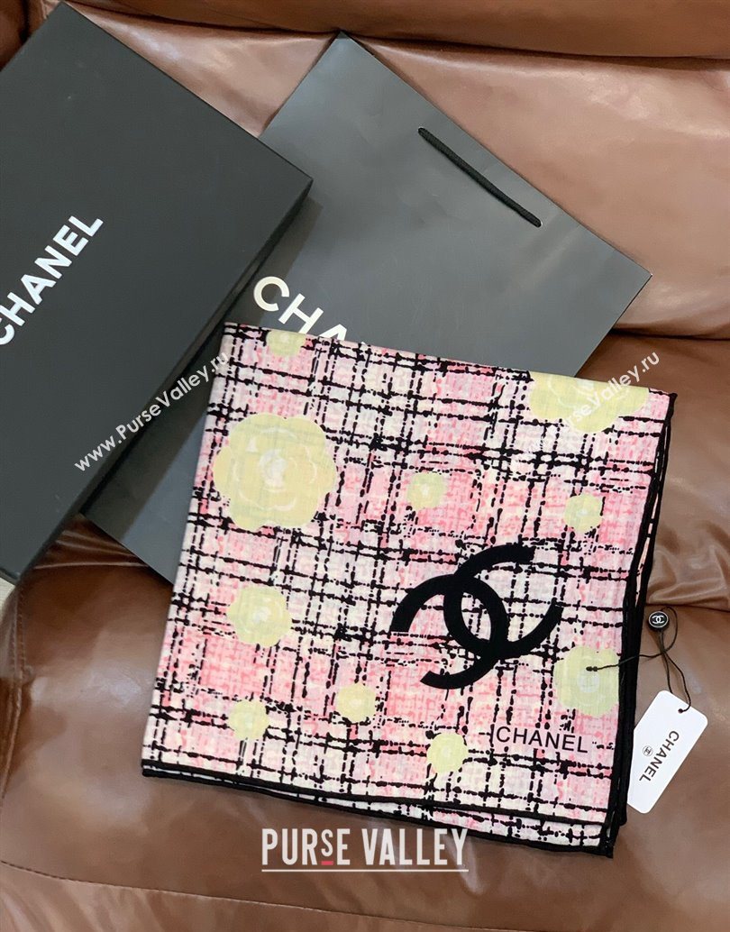 Chanel Cashmere Silk Square Scarf 135x135cm Pink 2025 CH111159 (XMN-251111162)