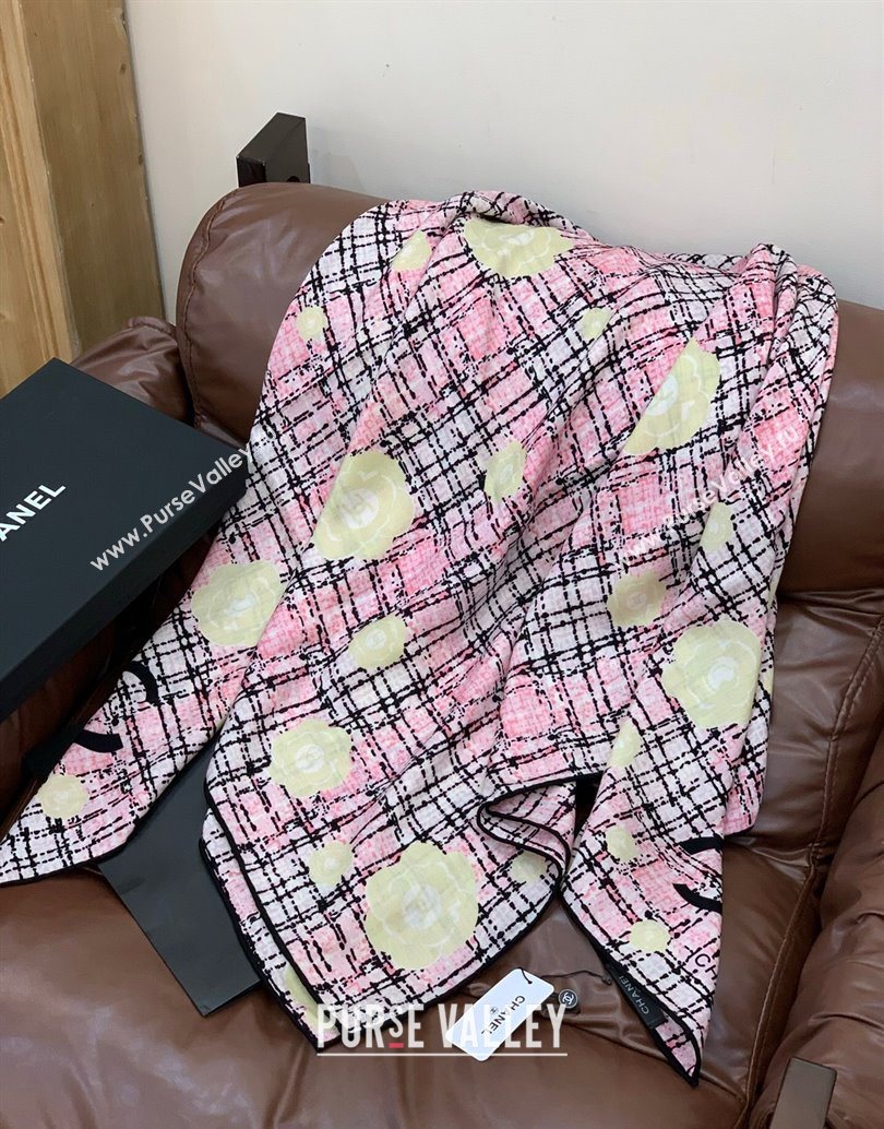Chanel Cashmere Silk Square Scarf 135x135cm Pink 2025 CH111159 (XMN-251111162)