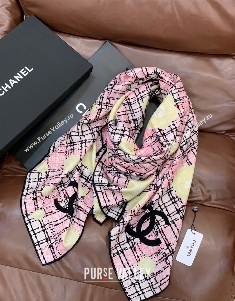 Chanel Cashmere Silk Square Scarf 135x135cm Pink 2025 CH111159 (XMN-251111162)
