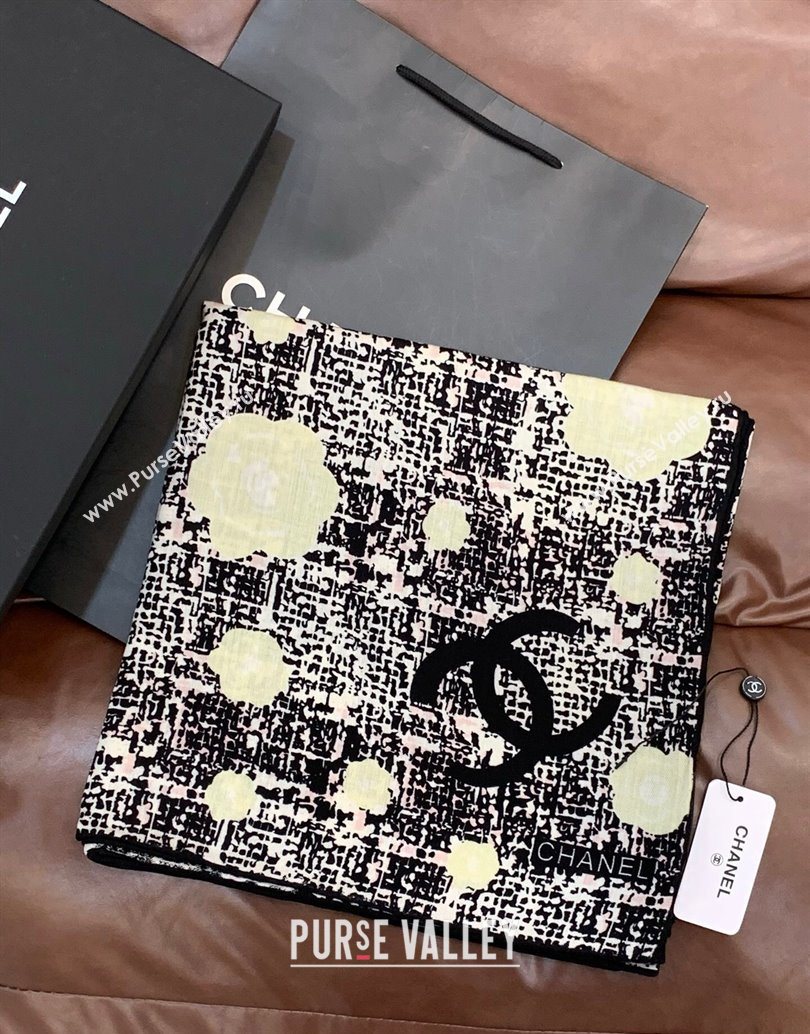 Chanel Cashmere Silk Square Scarf 135x135cm Black 2025 CH111159 (XMN-251111163)