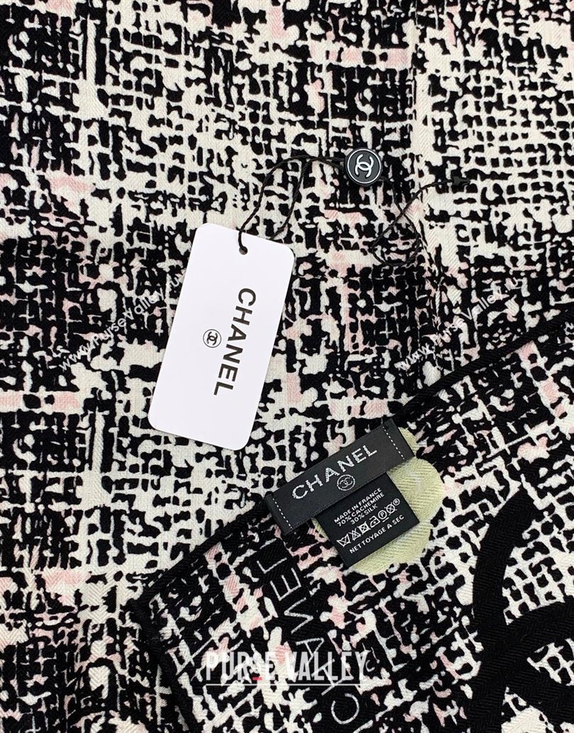 Chanel Cashmere Silk Square Scarf 135x135cm Black 2025 CH111159 (XMN-251111163)