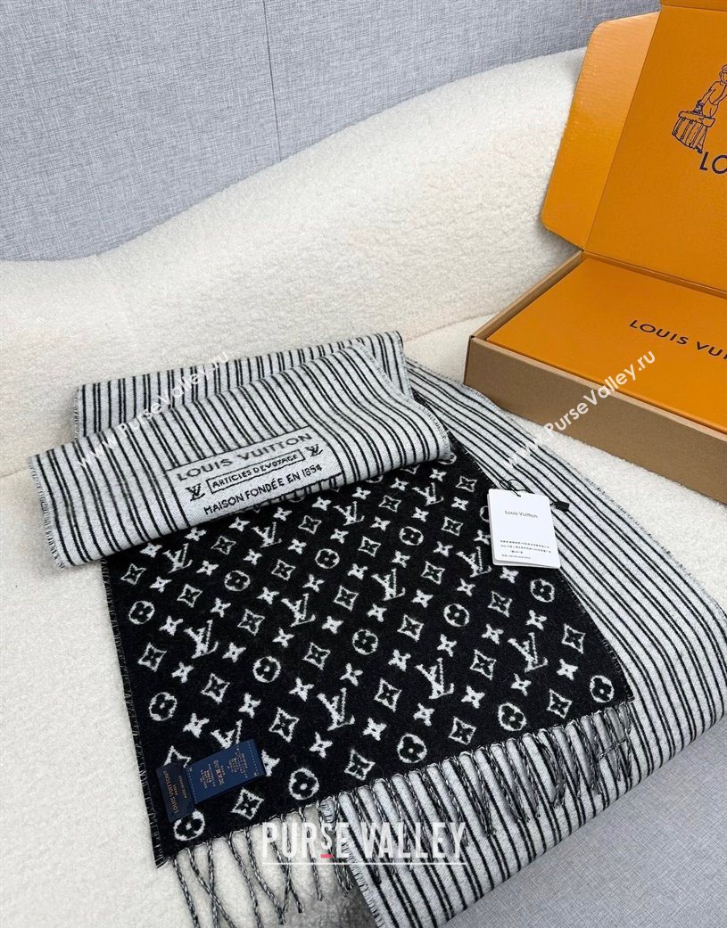 Louis Vuitton My Neverfull Wool Blend Long Scarf 30x200cm Black 2025 LV111102 (XMN-251111124)