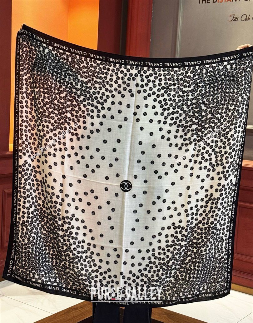 Chanel Wool Silk Square Scarf 135x135cm White 2025 CH111160 (XMN-251111164)