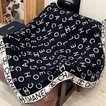 Chanel Logo Cashmere Silk Square Scarf 135x135cm Black 2025 CH111161 (XMN-251111166)