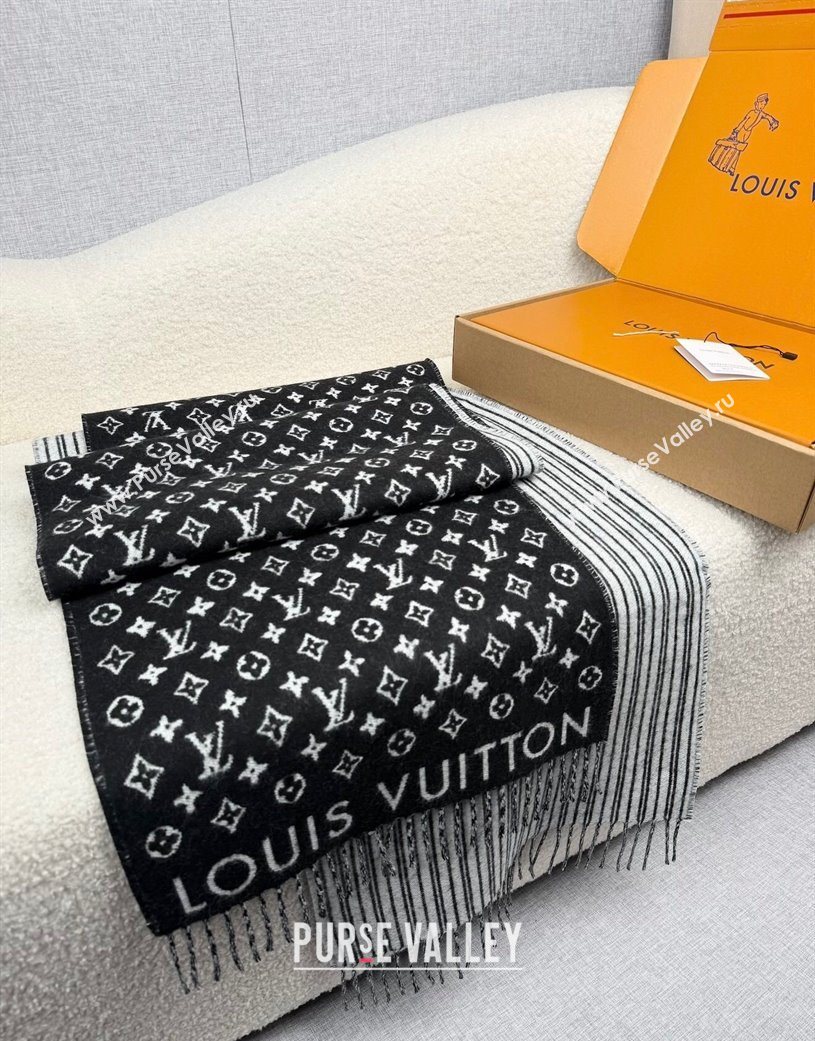 Louis Vuitton My Neverfull Wool Blend Long Scarf 30x200cm Black 2025 LV111102 (XMN-251111124)