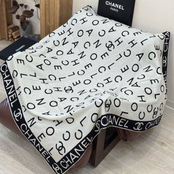 Chanel Logo Cashmere Silk Square Scarf 135x135cm White 2025 CH111161 (XMN-251111167)