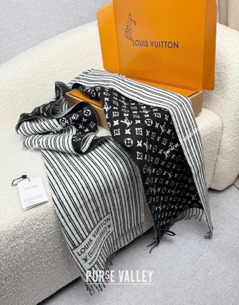 Louis Vuitton My Neverfull Wool Blend Long Scarf 30x200cm Black 2025 LV111102 (XMN-251111124)