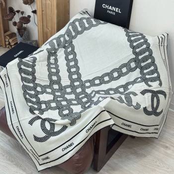 Chanel CC Cashmere Silk Square Scarf 135x135cm White 2025 CH111162 (XMN-251111169)
