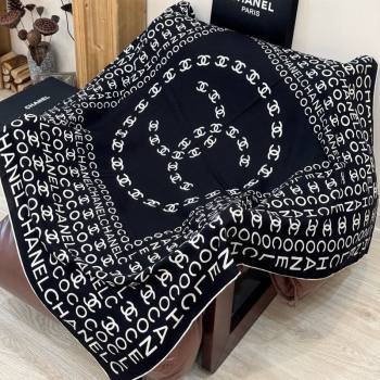 Chanel CC Cashmere Silk Square Scarf 135x135cm Black 2025 CH111163 (XMN-251111170)
