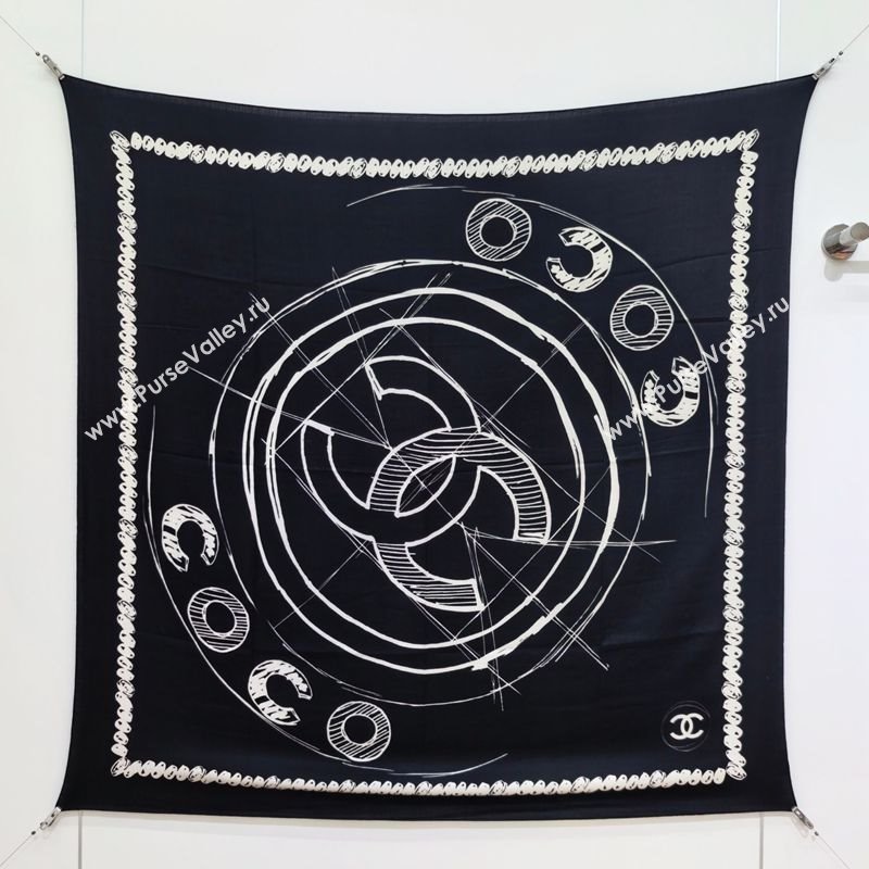 Chanel Cashmere Silk Square Scarf 140x140cm Black 2025 CH111164 (XMN-251111172)